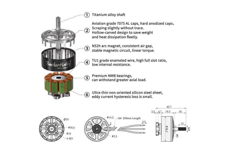 Мотор BrotherHobby Avenger V4 32.5x12 950KV 2722281689337 фото