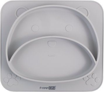Силіконова тарілка дитяча FreeON Bear, grey 39678 фото