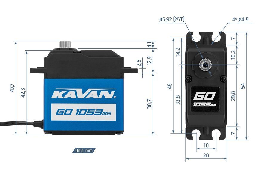 Сервопривід Kavan GO-1053MG 20кг/0.17с/8.4В 8596450031678 фото